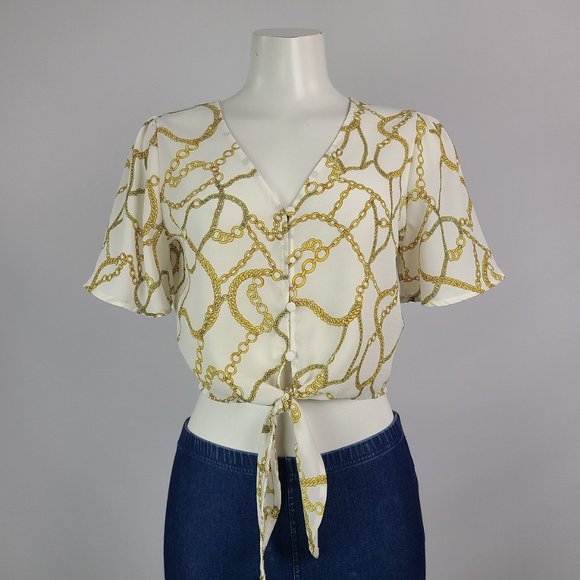 Mine Tops - Mine Chain Print Crop Top Size M